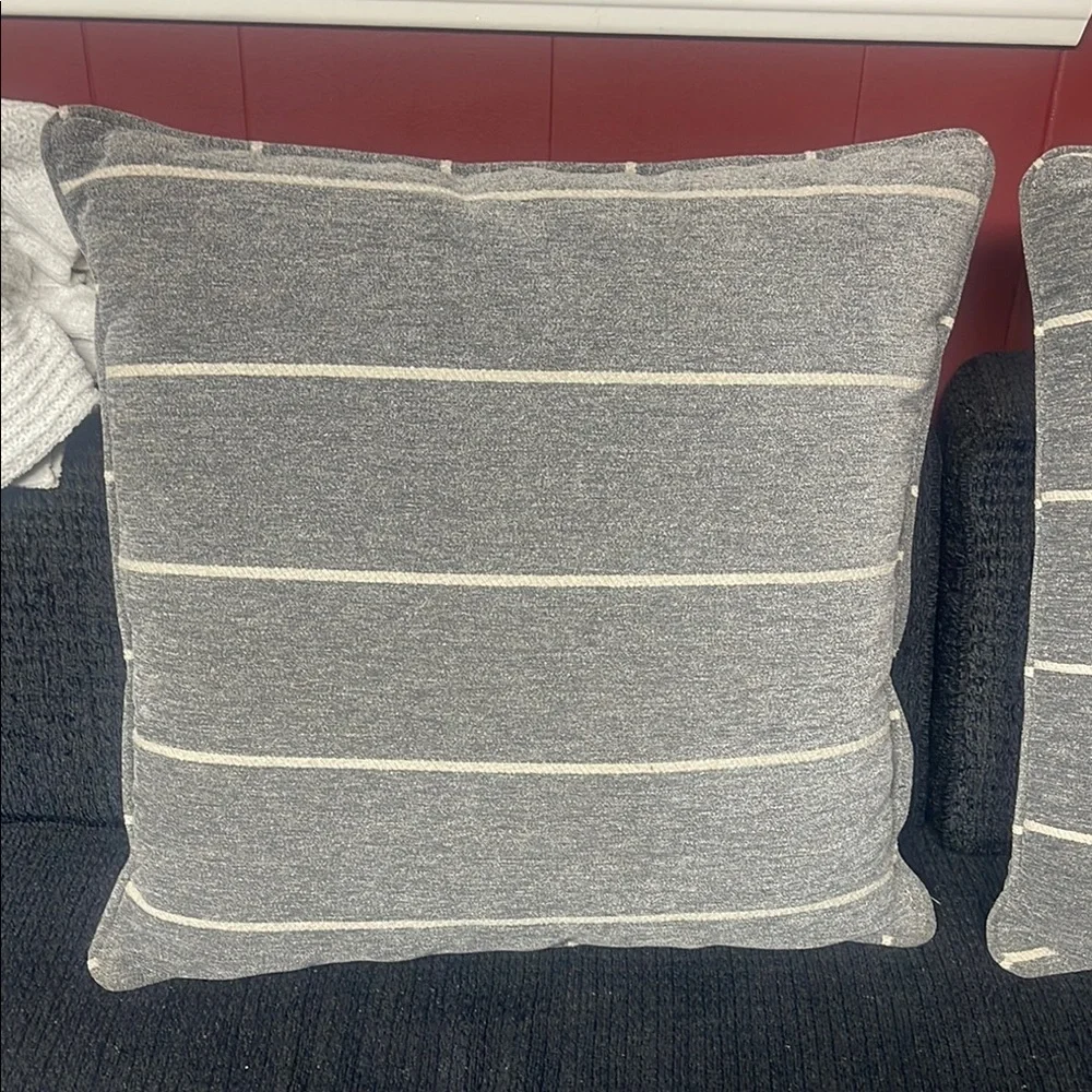 Gray Striped Accent Pillows Set